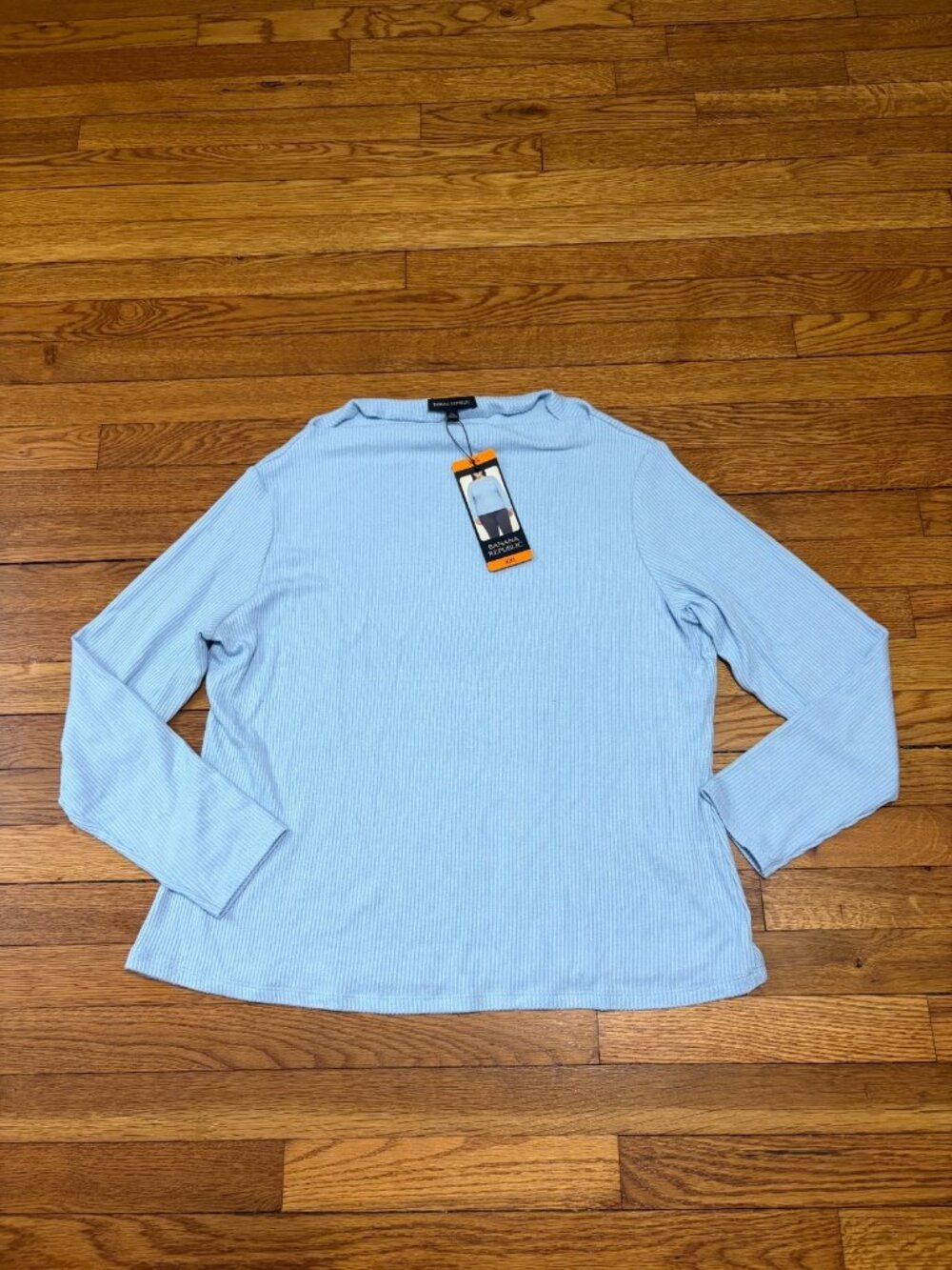 Banana Republic Women's Long Sleeve Knit Ribbed Boat Neck Top Blue Size XXL NWT